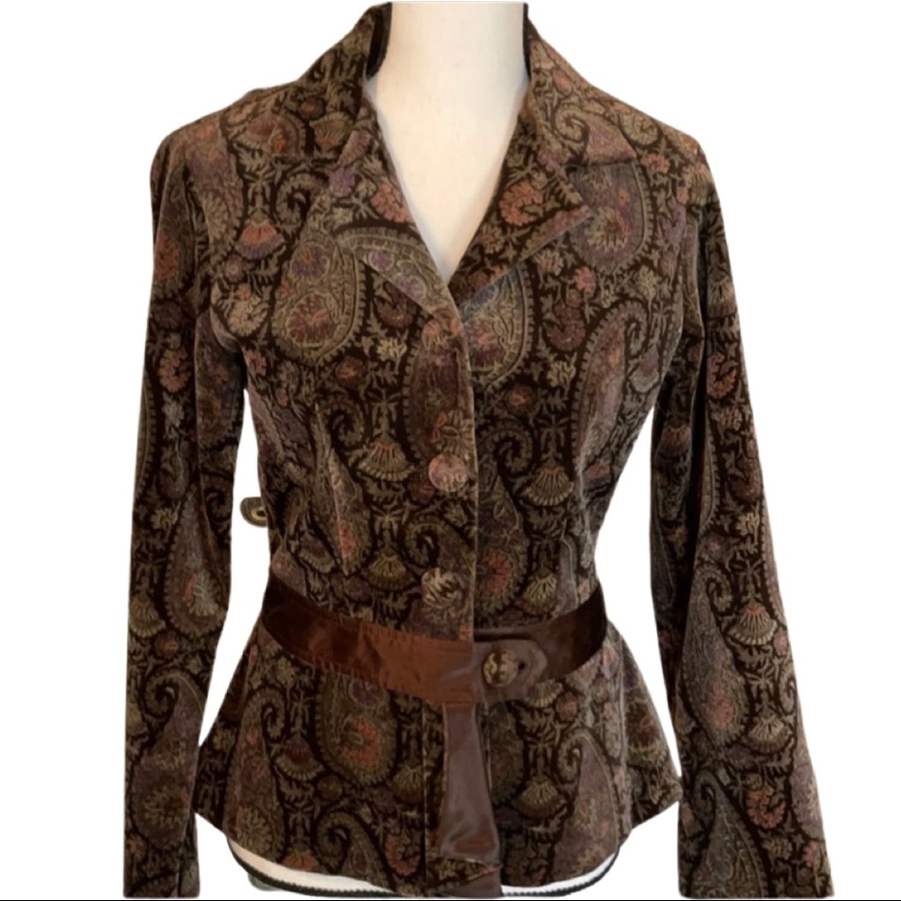 Wendy Hil Velour Paisley Blazer Size Medium